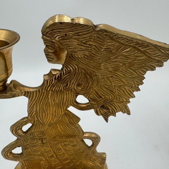 VTG 1995 Solid Brass Hosley Angel Candle Holder. Made in India Set of 2 Holiday - Picture 10 of 16